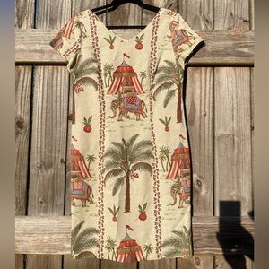 Circus Theme Palm Print Midi Dress Size 8